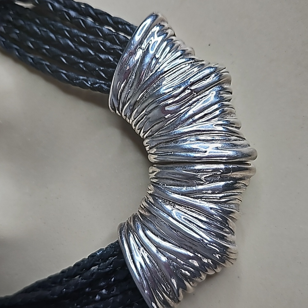 ISREAL  MODERNIST ROPE STERLING NECKLACE - Picture 2 of 8